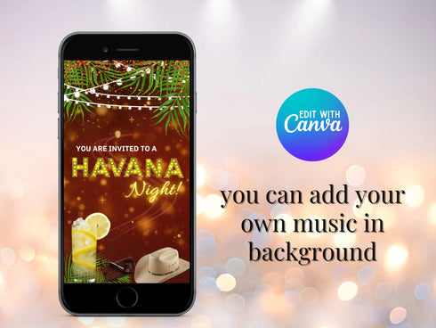 Havana Nights Video Invitation, Animated Evite, Havana Theme, Havana Party, Havana Nights Birthday, Havana Night Party Animated Invitation