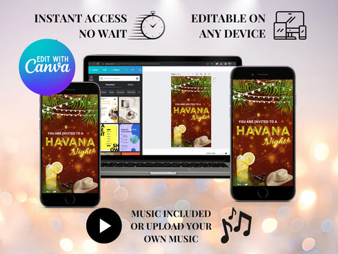 Havana Nights Video Invitation, Animated Evite, Havana Theme, Havana Party, Havana Nights Birthday, Havana Night Party Animated Invitation