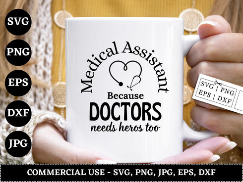Medical Assistant SVG Bundle | Nurse Healthcare SVG PNG DXF EPS | Medical Quotes Cut Files for Cricut | Doctor Life Vector Design