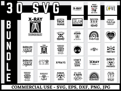 X-Ray Technologist SVG Bundle | Radiology SVG PNG DXF EPS | X-Ray Tech Cut Files for Cricut | Medical Imaging Vector Design