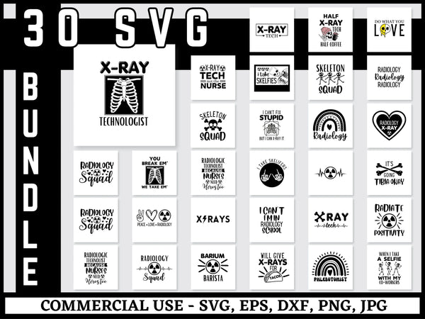 X-Ray Technologist SVG Bundle | Radiology SVG PNG DXF EPS | X-Ray Tech Cut Files for Cricut | Medical Imaging Vector Design