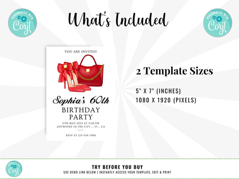 Editable Adult Birthday Party Invitation, Any Age Birthday Invitation, Woman Party Invite, Birthday Invitation, Printable Invitation