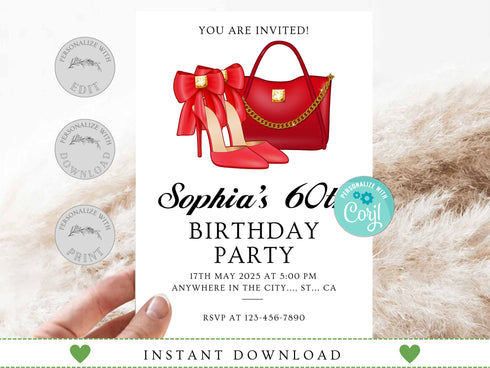 Editable Adult Birthday Party Invitation, Any Age Birthday Invitation, Woman Party Invite, Birthday Invitation, Printable Invitation