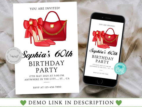 Editable Adult Birthday Party Invitation, Any Age Birthday Invitation, Woman Party Invite, Birthday Invitation, Printable Invitation