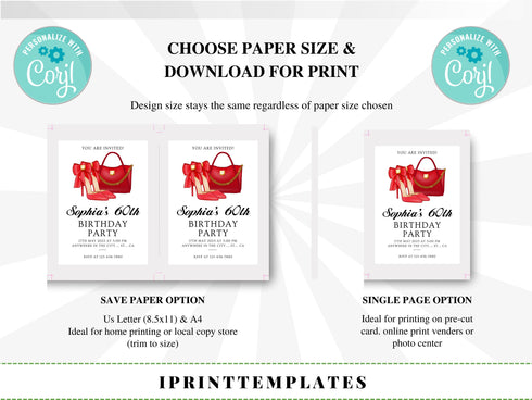 Editable Adult Birthday Party Invitation, Any Age Birthday Invitation, Woman Party Invite, Birthday Invitation, Printable Invitation