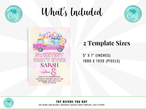 Candy Birthday Invitation, Candyland Birthday, Invitation Candyland, Sweet Celebration Birthday, Digital File, Instant Download