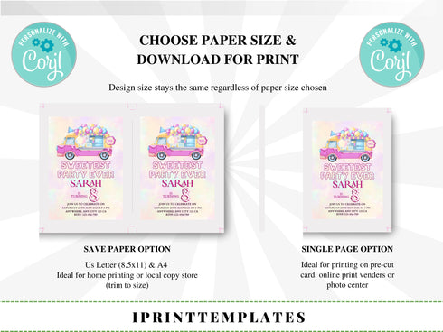 Candy Birthday Invitation, Candyland Birthday, Invitation Candyland, Sweet Celebration Birthday, Digital File, Instant Download