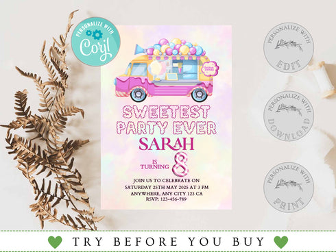 Candy Birthday Invitation, Candyland Birthday, Invitation Candyland, Sweet Celebration Birthday, Digital File, Instant Download