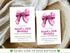 Pink Bow Birthday Invitation, Girl Coquette Invite, Editable Party Invite, Digital Invitation Template, Printable Invite, Instant Download