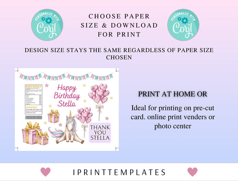 Editable Unicorn Chip Bag Wrapper Labels, Unicorn Bag Wrapper Labels, Unicorn Chip Bag Wrapper Labels, Digital Download