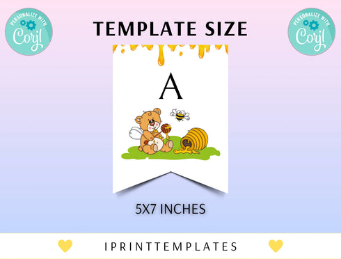 Bee Day Birthday Banner, Happy Birthday Party Decor Template, Girls Honey Bee Bday Bunting Flag, Printable Banner, Instant Download