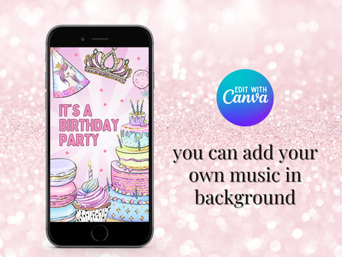 Animated Birthday Video Invitation, Personalized Party Invitation, Birthday Cake, Birthday Video Invitation, Digital Invitation, Canva