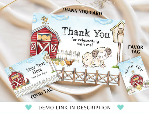 Farm Birthday Bundle, Boys 1st Birthday Invite, Farm Animals, Barn Animals, Barnyard, Ranch, Printable First Birthday Party Decor Ideas
