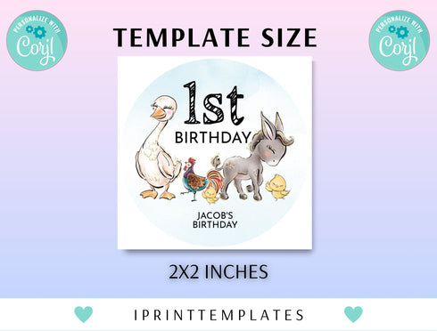Editable Farm Birthday cupcake toppers, Boy Barn Party, Digital, Farm Animals Barnyard Decorations INSTANT DOWNLOAD printable