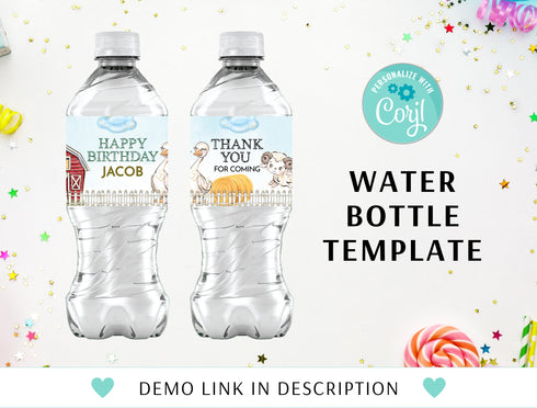 Farm Birthday Water Bottle Label, Farm Birthday Waterbottle Label, Farm Birthday Decorations, Farm Birthday Decor, Farm Party Printables