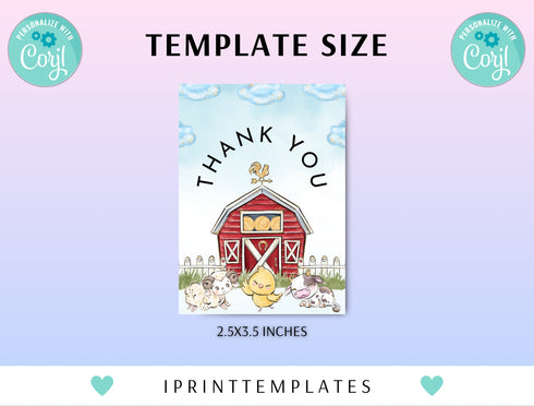 Editable Farm Favor Tags, Thank You Tags, Gift Tags, Farm Animals Party Favor Printable Template, Boy Party Decorations Instant Download