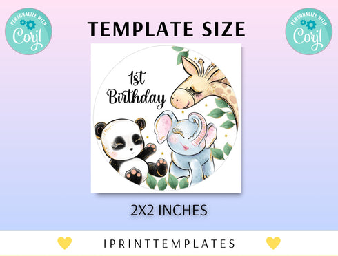 Editable Safari Birthday Cupcake Toppers, Jungle Animals Party Decorations, Safari Cupcake Toppers Instant Download Printable Digital