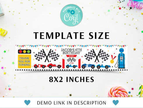 Race Car Birthday Printable Water Bottle Labels, Personalized Racecar Water Bottle Labels, Racing Car Vintage Template Digital Download