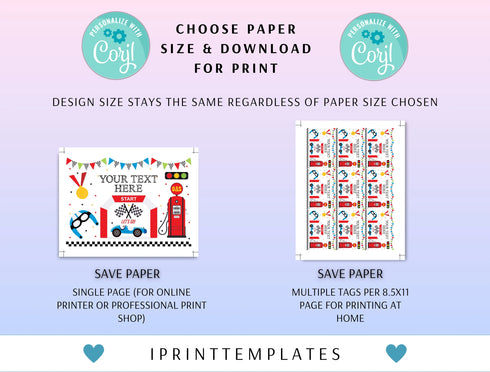Editable Race Car Food Tags, Racecar Party, Buffet Racing Car, Tent Card, Food Labels, Place Cards, Table Card, Printable Instant Download