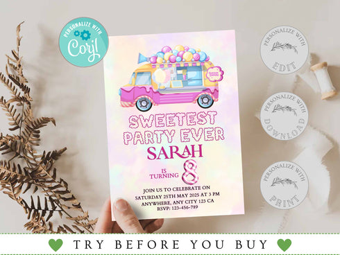 Candy Birthday Invitation, Candyland Birthday, Invitation Candyland, Sweet Celebration Birthday, Digital File, Instant Download