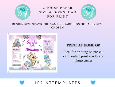 Mermaid Chip Bag Wrapper, Mermaid Birthday Decorations, Mermaid Tail Chip Bag Wrapper, Under the Sea Chip Bag Labels