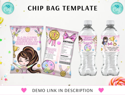 Editable Gymnastics Birthday Bundle, Diy Gymnastic Party Printable, Invitation, Thank You Card, Welcome Sign, Diy Edit Corjl