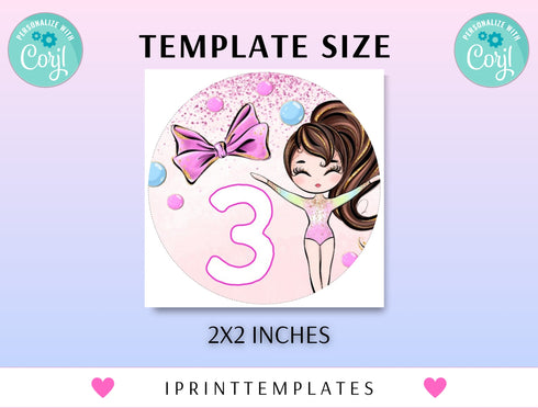 Gymnastics Birthday Party Cupcake Toppers, Gymnastics Cupcake Toppers, Instant Download, Editable Gymnastics Cupcake Toppers