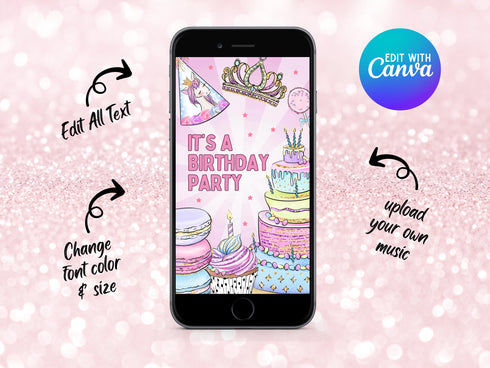 Animated Birthday Video Invitation, Personalized Party Invitation, Birthday Cake, Birthday Video Invitation, Digital Invitation, Canva