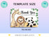Editable Safari Birthday Thank You Card, Boy Wild One 1st Birthday Note Card, Gold Jungle Animals Printable Template Instant Download
