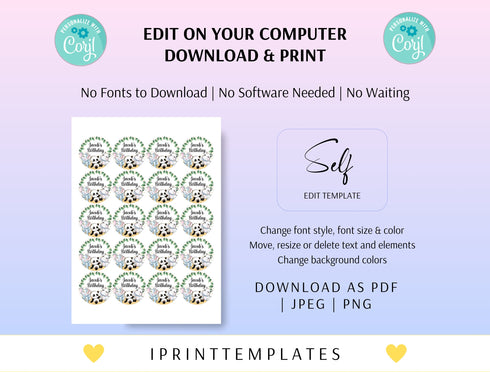 Editable Safari Birthday Cupcake Toppers, Jungle Animals Party Decorations, Safari Cupcake Toppers Instant Download Printable Digital