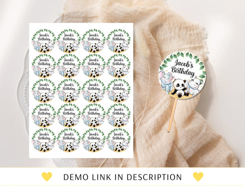 Editable Safari Birthday Cupcake Toppers, Jungle Animals Party Decorations, Safari Cupcake Toppers Instant Download Printable Digital