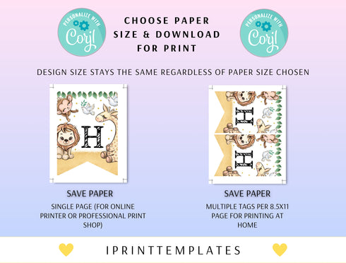 Safari Animals Happy Birthday Banner, EDITABLE Wild One Party Decorations, Jungle Animals Birthday Banner, Safari, Instant Download