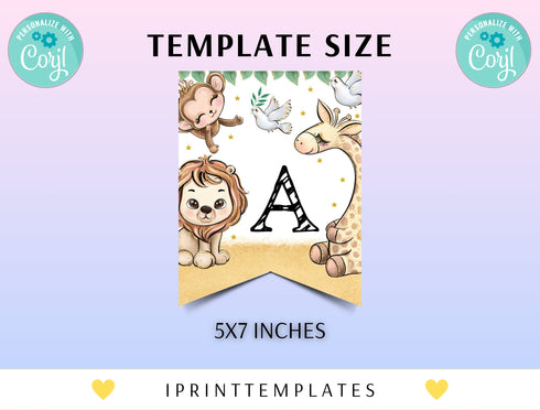 Safari Animals Happy Birthday Banner, EDITABLE Wild One Party Decorations, Jungle Animals Birthday Banner, Safari, Instant Download