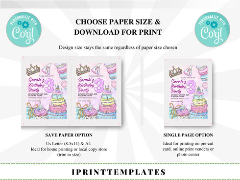 Editable Birthday Cake Party Invitation Template, Girls Birthday Party, Cake Birthday Invite, Sweet Candy Party Invite, Printable