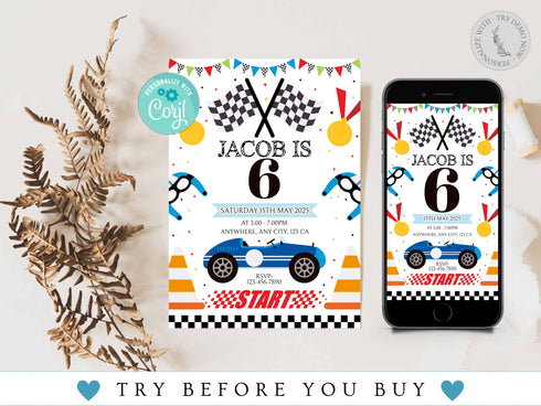 Editable Race Car Invitation, Birthday Kids Party Invite, Sport Car Birthday Invitation, Cars Birthday Invitation, Race Car Birthday