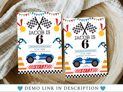 Editable Race Car Invitation, Birthday Kids Party Invite, Sport Car Birthday Invitation, Cars Birthday Invitation, Race Car Birthday