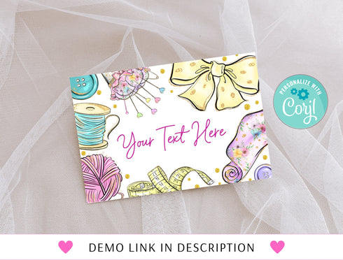 Editable Sewing Food Label, Sewing Party, Printable Food Tent Card, Place Card, Sewing Buffet Card, Name Card, Editable Girl Party