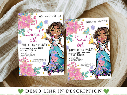 Editable Encanto Birthday Invitation Template, Encanto Invite, Encanto Party, Girls Birthday Invitation, Encanto Kids Party, Editable Corjl