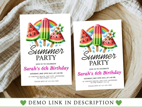 Summer Party Invitation, Summer Party Invitation, Summer Invites, Summer Birthday Party Invitation, Summer Party with Corjl, Summer
