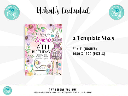 Sewing Invitation, Sew Theme Birthday, Sewing Party Invite, Sewing Invite, Sewing Machine Invitations, Sewing Birthday Party Invitations
