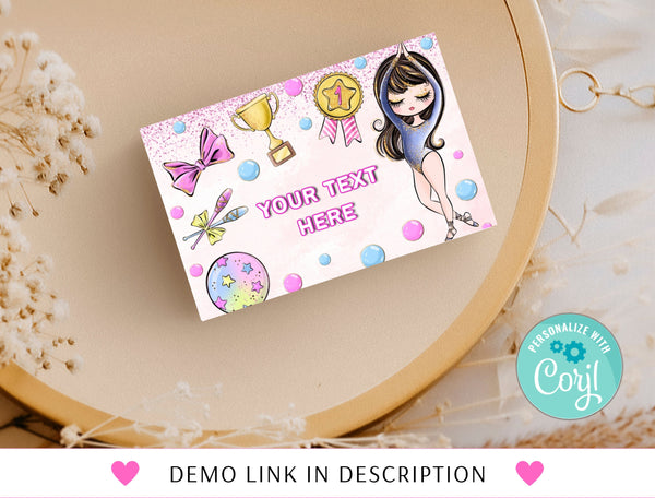 Editable Gymnastics Food Label Tent Cards, Gymnastic Birthday Food Label, Diy Editable Food Tent Cards, Diy with Corjl