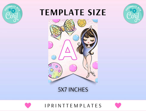 Gymnastics Birthday Banner, Happy Birthday, Editable Girls Gymnastics Party, Tumbling Party Decor, Printable Garland Gym Dance Party