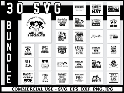 Wrestling SVG Bundle | Wrestler SVG PNG DXF EPS | Wrestling Silhouette Clipart Cut Files for Cricut | Sports Vector Design