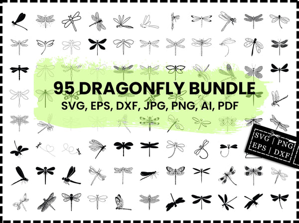 Dragonfly SVG Bundle | Dragonfly Insect SVG PNG DXF EPS | Dragonfly Clipart Cut Files for Cricut | Nature Vector Design