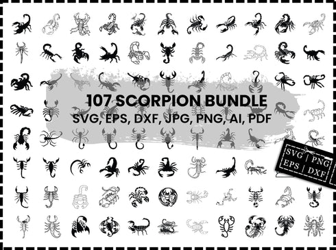 Scorpion SVG Bundle | Scorpion SVG PNG DXF EPS | Scorpion Clipart Cut Files for Cricut | Scorpion Silhouette Vector Design