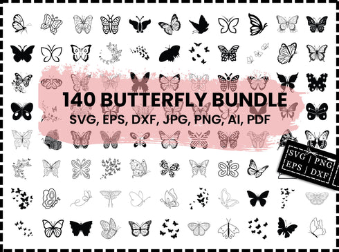 Butterfly SVG Bundle | Butterfly Cut Files for Cricut | Butterfly Silhouette | Butterfly Clipart PNG | Floral Butterfly SVG | Vector Download