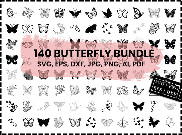 Butterfly SVG Bundle | Butterfly Cut Files for Cricut | Butterfly Silhouette | Butterfly Clipart PNG | Floral Butterfly SVG | Vector Download