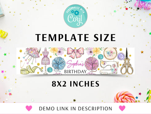 Sewing Water Bottle Label Template, Editable Bottle Wrapper, Party Favor, Sewing Birthday, Sewing Party, Instant Download