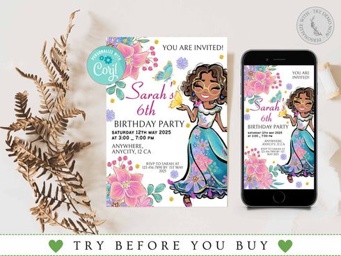Editable Encanto Birthday Invitation Template, Encanto Invite, Encanto Party, Girls Birthday Invitation, Encanto Kids Party, Editable Corjl