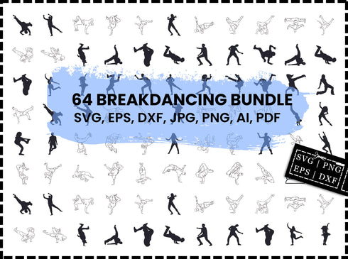 Breakdancing SVG Bundle | Breakdance SVG | Breakdancer Clipart PNG | Hip Hop Dance SVG | Cricut Cut Files | DXF EPS Vector | Download